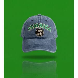 Vintage TBL Jamaica Souvenir Hat - Washed Navy Blue Denim - Palm Tree Logo
